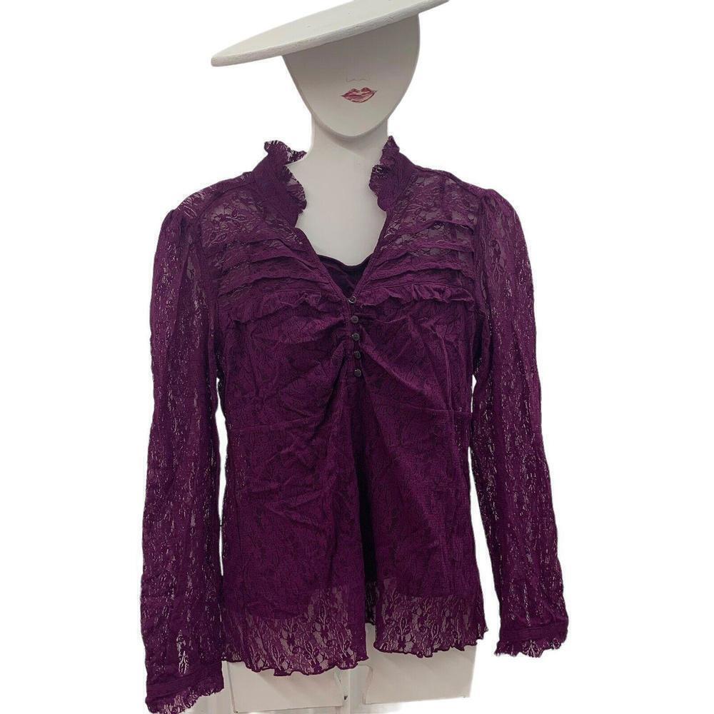 Apt 9 Womens Violet Purple Lace Stretch Top With Tank Top NWT Size M​​​​​
